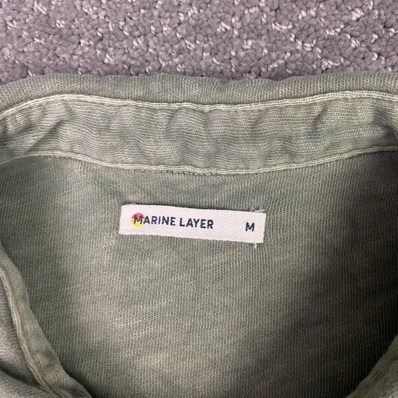 Marine Layer Vintage Heavy Slub Button Down Shirt Men's Medium Faded Green - Picture 7 of 10